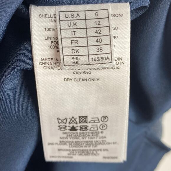 Brooks Brothers Retro Floral Ruffle Fit and Flare Dress Navy Womens Size 6 - Picture 7 of 12